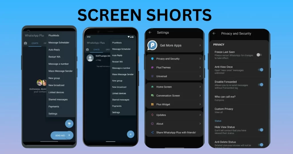 screen shorts of Blue whatsapp plus apk